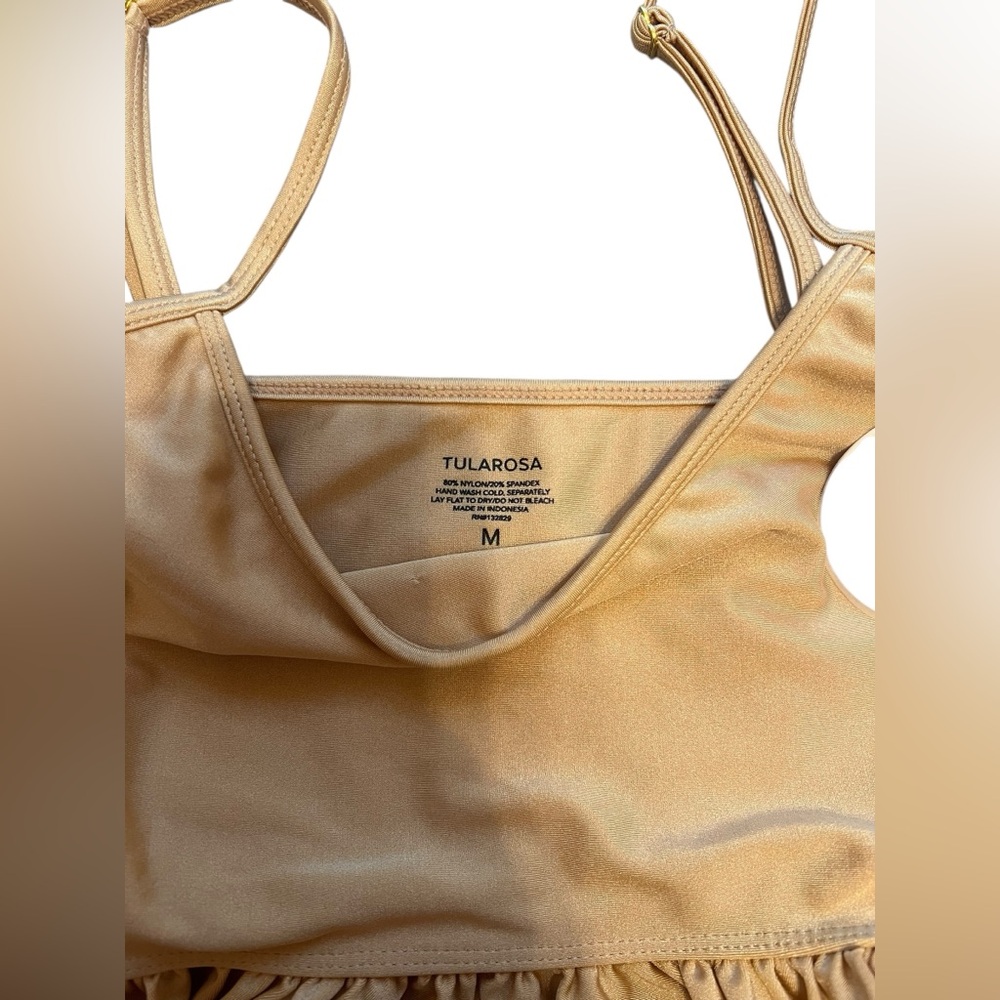 Tularosa Revolve Bali Ruffle Bikini Swim Top in Gold - Picture 6 of 7